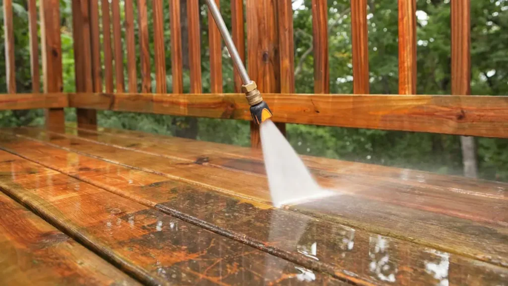 Pressure Washer Cleaning Deck